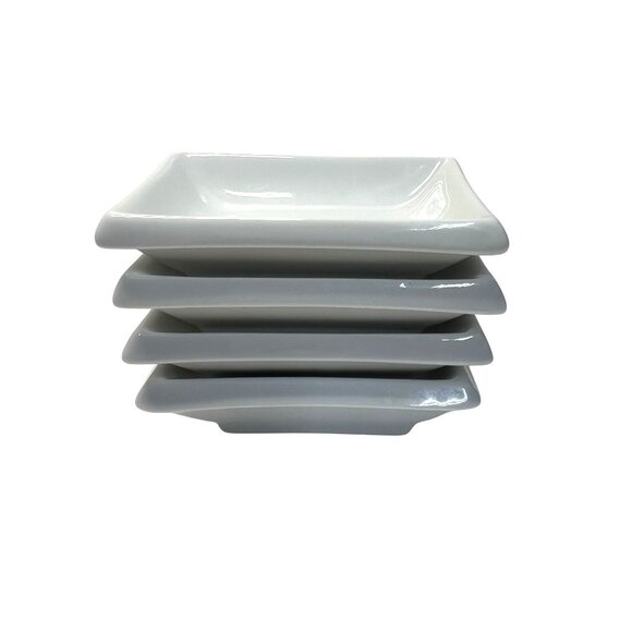 Set Of 3 Pier 1 China White Porcelain Rectangular Sushi Dishes +1 Non authentic - Picture 2 of 9